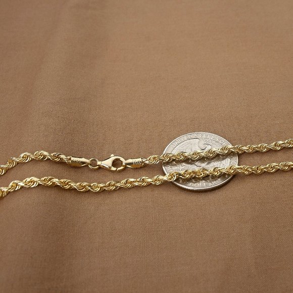 NEW! 10K Solid Gold Rope Chain, 22 inch Real 10K Yellow Gold, Stamped 10K - Picture 3 of 6